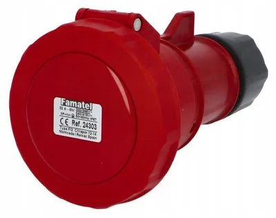 Obrázek produktu pro Mobilní hermeticky utěsněná zásuvka FAMATEL, 32A, 5-pinová, stupeň krytí IP67, červená