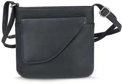 Produktbild von Frentree Umhängetasche, Kleine Ledertasche in schwarz, Tasche mit Handyfach, verstellbarer Gurt, Schwarz