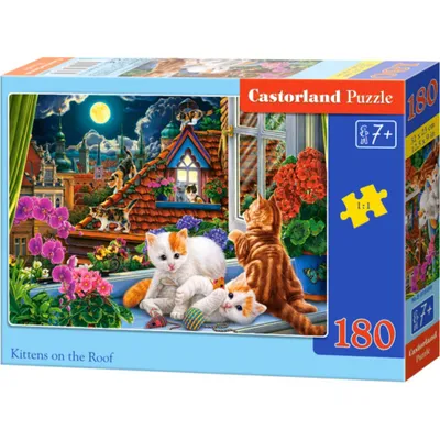 Zdjęcie produktu dla Puzzle 180 elementów „Kocięta na dachu” 18499 Castorland