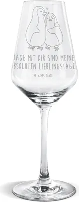 Produktbild von Mr. & Mrs. Panda Weinglas Pinguin umarmen - Transparent - Geschenk, Weißwein Glas, wein, Hochzeit, Liebe, Für, Hochzeitsgeschenk, Weißweinkelch
