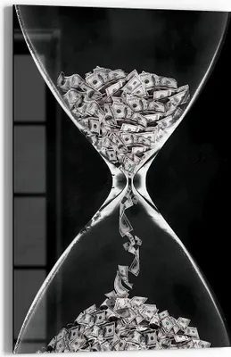 Produktbild von DEQOART Glasbild Echtglas 60x90 cm 'Zeit ist Reichtum' Wandbild Bild modern Deko