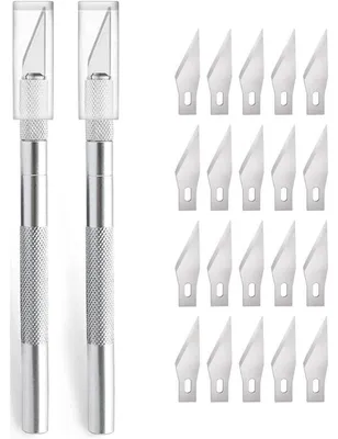 Produktbild von Bastelmesser Set mit 2 Cuttern und 20 Ersatzklingen Silber