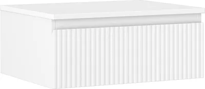 Produktbild von Mexen Rivel 60 cm Badezimmerschrank mit Waschbecken, 1 Schublade, geriffelt, weiß matt - 91A20-06023-1-BFC01