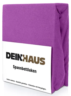 Produktbild von Spannbettlaken Frottee Baumwolle, hautfreundlicher Stoff, Bettlaken mit Gummizug Lila 140 x 200 cm