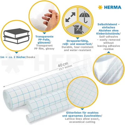 Immagine prodotto di Pellicola autoadesiva HERMA lucida 25 m x 40 cm