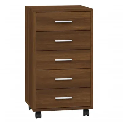 Image de vidaXL Armoire à tiroirs avec roulettes brun imitation chêne Matériau dérivé du bois