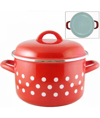Immagine prodotto di Pentola smaltata profonda 18 cm con coperchio rosso da 3 l