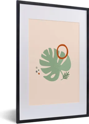 Produktbild von MuchoWow® Gerahmtes Poster Blatt - Pflanzen - Pastell 40x60 cm - Poster mit Schwarzem Bilderrahmen Wandposter Rahmen Foto Bilder - Poster in Rahmen