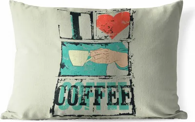 Produktbild von MuchoWow® Outdoor Kissen - Kaffee - Zitate - Vintage - Sprichwörter - Ich liebe Kaffee - 50x30 cm - Wetterfest - Lounge Kissen - Sofa kissen - Wohnzimmer Dekoration