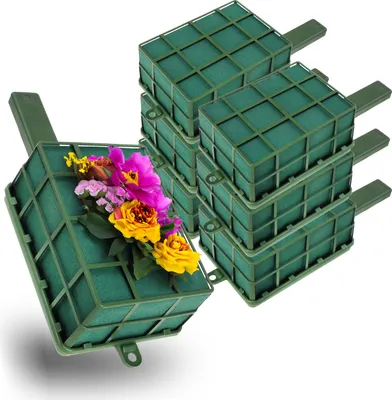 Produktbild von com-four® 6x Steckmasse für Blumengestecke mit Halter und Gitter - Steckschaum
