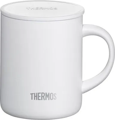 Produktbild von Famanu Becher 0,35 l, Edelstahl, mit Deckel oder Untersetzer - Schneeweiß