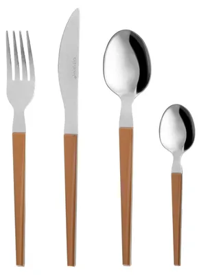 24-teiliges Besteckset, braune Griffe, Edelstahl 430, für 6 Personen