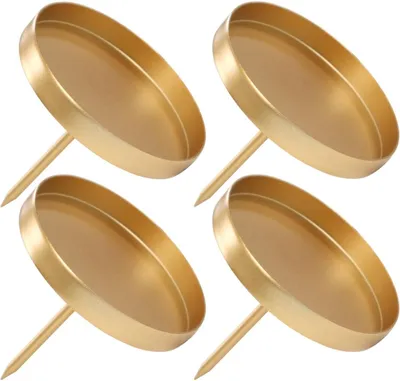 Produktbild von Kerzenhalter-Adventskranz - 8,5 cm - Goldfarben - 4 Stück - Abnehmbarer Kerzenhalter - Stumpenkerzen - Kerzenplatte