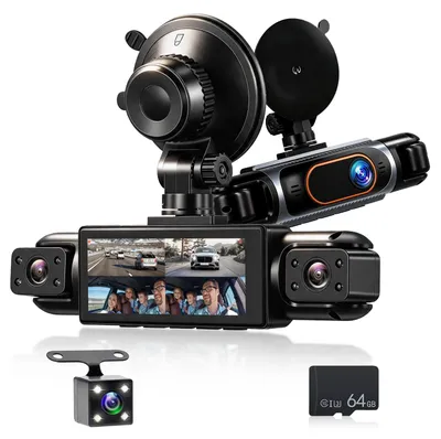 Productafbeelding van 4-kanaals dashcam auto, Full HD, 360° opname met 64 GB kaart