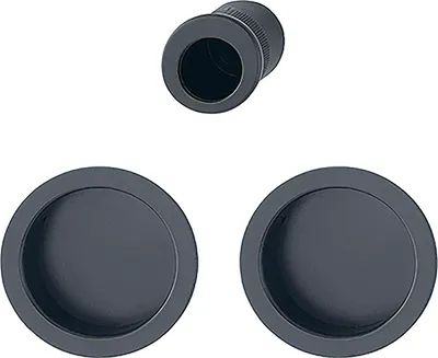 Produktbild von HOPPE Schiebetürmuschel Set 4920 - ohne Schloss, Runde Rosette BL, schwarz matt | Muschelgriffe