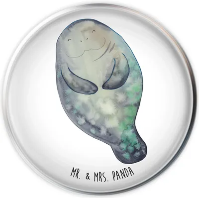 Produktbild von Mr. & Mrs. Panda Stöpsel Seekuh Happy - Weiß - Geschenk, Abfluss-Stopfen, Waschbecken Stopfen, waschbeckenstöpsel, Ablaufgarnitur, Meer, Selbstliebe, Liebeskummer