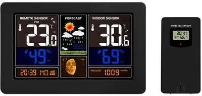 Obrázok produktu pre Solight TE81WIFI, Čierna, Vnútorný barometer, Vnútorný vlhkomer, Vnútorný teplomer, Vonkajší barometer, Vonkajší..., Barometer, Vlhkomer, Teplomer, Barometer, Vlhkomer, Teplomer, 20 - 95%, 20 - 95%