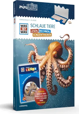Produktbild von miniLÜK-Set. WAS IST WAS Schlaue Tiere Lesen, Rechnen, Konzentrieren Vorschule