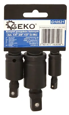 Obrázok produktu pre Sada rázových kardanových kĺbov 1/4'', 3/8'' a 1/2'', 3ks, Geko