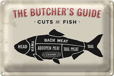 Produktbild von Blechschild Fisch 40x30cm cuts of fish Metzgerei