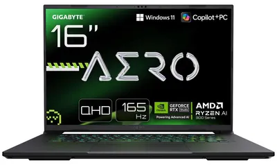 Produktbild von GIGABYTE AERO X16 1WH Gaming Laptop - 16.0“, 165Hz WQXGA, AMD Ryzen AI 9 HX 350, NVIDIA RTX 5070, 32GB DDR5 5600MHz, 1TB Gen4 SSD, Win 11 Home, 2 Year Warranty, Dolby Atmos, AERO X16 1WH93DEC64AH, AMD Ryzen AI 7, 2 GHz, 40,6 cm (16"), 2560 x 1600 Pixel, 32 GB, 1 TB