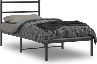 Produktbild von “2026 Moderne“Einzelbett/Jugendbett, Bettgestell mit Kopfteil Metall Schwarz 90x200cm - Klassische Betten,Bettrahmen Designermöbel 5314774