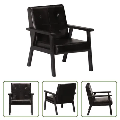 Produktbild von The Living Store Sessel Schwarz Echtleder
