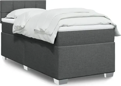 Image de 2025 Cadre de lit moderne avec sommier à lattes - Lit boxspring avec matelas Gris foncé 90x190 cm Tissu - Lits classiques,Design 7498420 6parcel