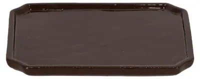 Image de Plateau pour pot à bonsai rectangulaire L en céramique - Marron - L 24,5 x P 20,5 x H 1,9 cm