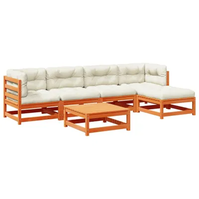 Produktbild von 6-tlg. Garten-Sofagarnitur mit Kissen Wachsbraun Kiefernholz