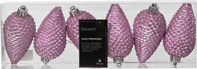 Produktbild von Christbaumschmuck Zapfen 8cm Kunststoff 6 Stück - Helllila