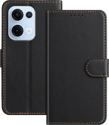 Productafbeelding van Hoesje voor Oppo Reno13 - Portemonneehoesje met afneembare koord - Phonesta Smooth Skin - Zwart