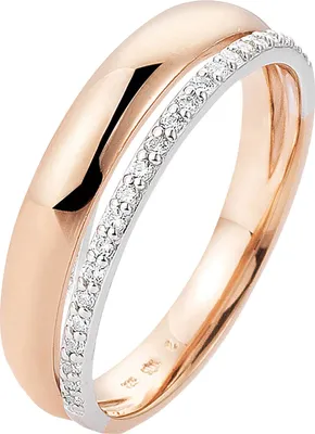 Produktbild von Ring aus 585 Gold rot/weiß bicolor mit 23 Diamant-Brillanten 0,15 Ct. W-SI Innenumfang 60mm  Ø19.1mm