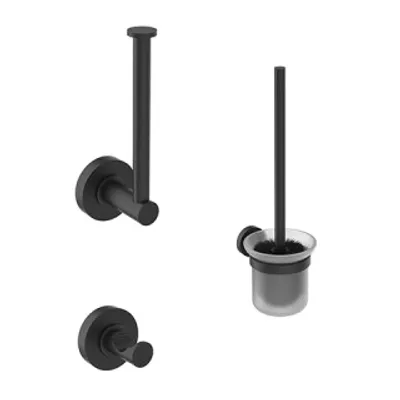 Image de Ideal Standard Ensemble d'accessoires IOM A9246XG Noir (Contient un ensemble brosse WC, un porte-rouleau de papier et un crochet porte-serviettes)