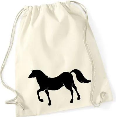 Produktbild von Huuraa Turnbeutel Pferd Silhouette 12 Liter Natural Baumwolle Rucksack Geschenkidee