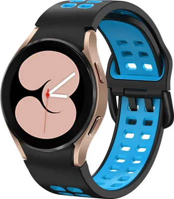 Produktbild von Strap-it Samsung Galaxy Watch 4 44mm Sport Square Armband (Schwarz/Hellblau)