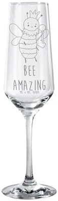 Produktbild von Mr. & Mrs. Panda Glas Biene König - Transparent - Geschenk, graviertes sektglas, mit Gravur, Champagnerglas, Sektflöte, Trinkglas