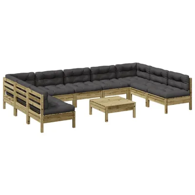 Produktbild von vidaXL 10-tlg. Garten-Sofagarnitur mit Kissen Kiefernholz Imprägniert