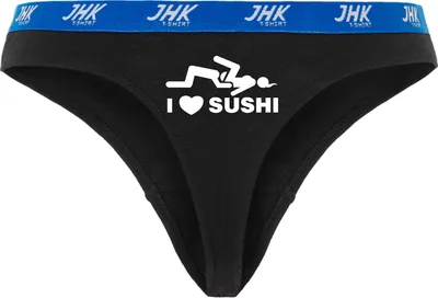 Produktbild von Damen Thong Slip - Boxer-0035-woman-black-v-M - schwarz - M - vorn - I love liebe Sushi - lustiges Motiv - Spruch - Unterwäsche - Unterhose - Freizeit - lustig
