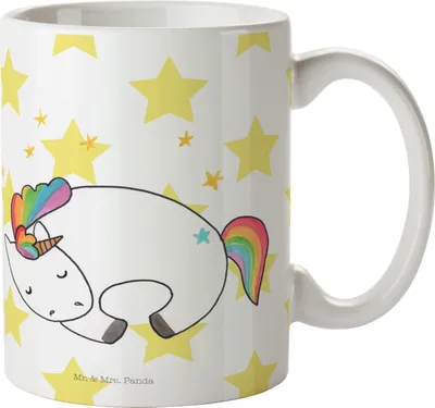 Produktbild von Mr. & Mrs. Panda Trinkbecher Einhorn Nacht - Weiß - Geschenk, Unicorn, Becher, Bürotasse, kaffeetasse bedruckt, Traum, Ruhe, Kaffeebecher, Teebecher, Einhörner