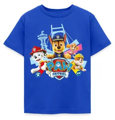 Produktbild von Spreadshirt Paw Patrol Logo Kinder T-Shirt, 122/128 (7-8 Jahre), Royalblau