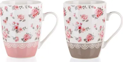 Produktbild von becher 340ml PINK FLOWER Keramik Farbmix