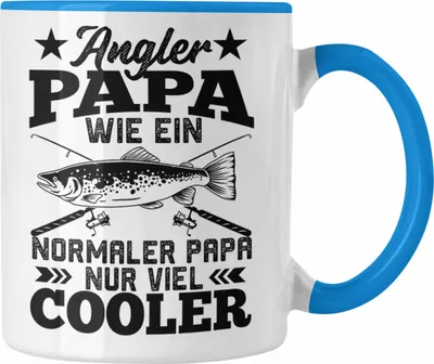 Produktbild von Trendation - Angler Papa Geschenk Vatertag Tasse Geschenkidee Fischer Fischen Lustiger Spruch zum Angeln (Blau)