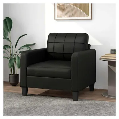 Produktbild von Schwarzer Sessel, 60 cm Sitzbreite, Kunstleder, Metallgestell, Schmutzabweisend, Wohnzimmer Relaxsessel, Bequemes Sitzerlebnis, Modernes Design