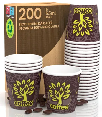 200 Papier-Kaffeebecher 65 ml braun Einwegbecher klein