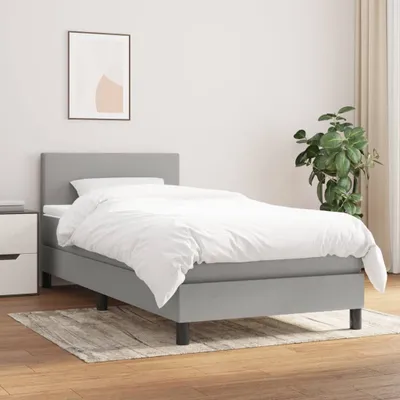 Immagine prodotto di vidaXL Letto boxspring con materasso in tessuto grigio chiaro 90x200 cm - Letto boxspring - Boxspringbetten - Bett - Schlafzimmermöbel