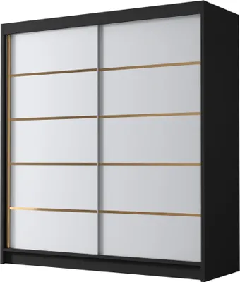 Produktbild von MIRJAN24 Schiebetürenschrank Bali IV, Kleiderschrank mit Kleiderstange, mit zwei Schwebetüren, Garderobe (Farbe: Schwarz / Weiß)