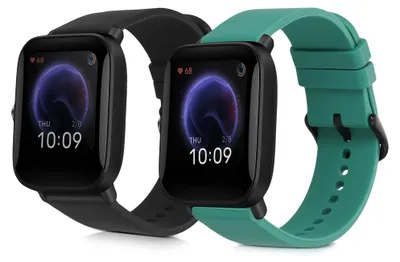 Produktbild von kwmobile 2x Uhrenarmband für Huami Amazfit Bip U / Bip U pro Armband - Fitnesstracker Band Set aus TPU Silikon - Ersatzarmband Smartwatch - Schwarz