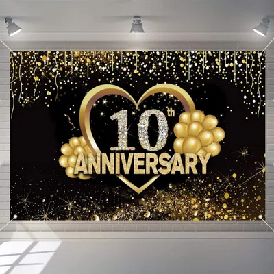 Immagine prodotto di Banner decorativo per il 10° anniversario, dimensioni 150 cm x 90 cm