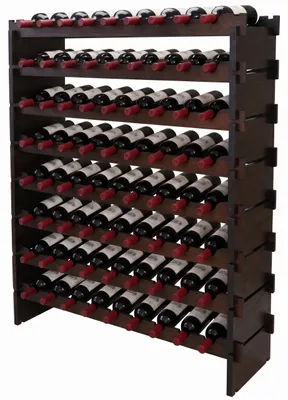 Produktbild von Relaxdays Weinregal, 72 Flaschen, Bambus, HxBxT: 107 x 85 x 25,5 cm, Rot- & Weißwein, stapelbares Flaschenregal, braun